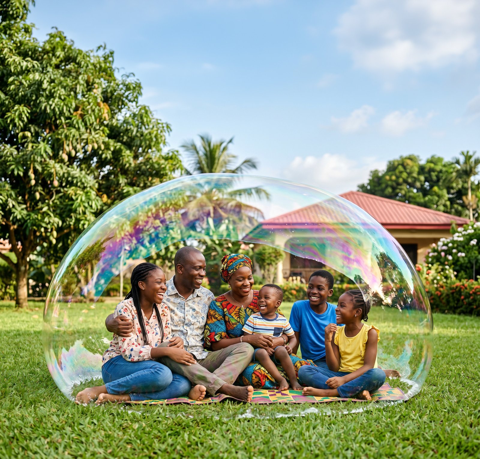 A family enjoying a happy moment together